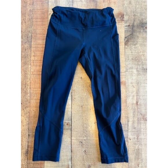 Lululemon Pace Rival Crop Navy Blue Size 4 Full On Luxtreme 22" Mesh Active - Picture 5 of 7